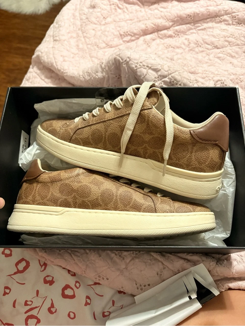 Coach Tan Lowline Coated Canvas Sneakers